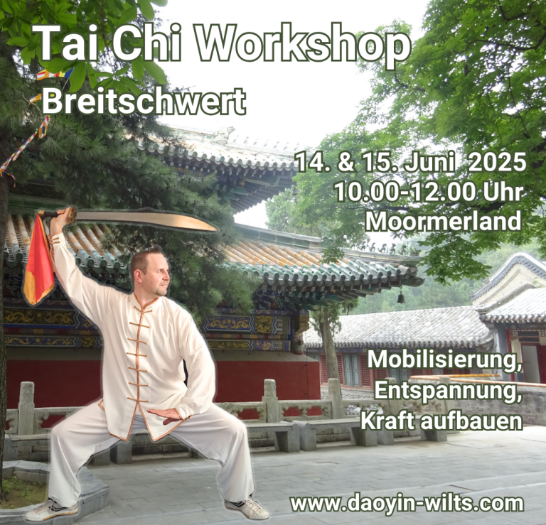 Tai Chi-Workshop-Ankündigung mit Trainingsdetails und Ort.